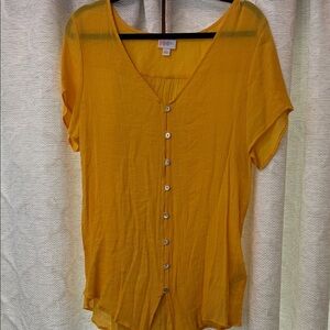 LuLaRoe Yellow Button-Down Women's Top
